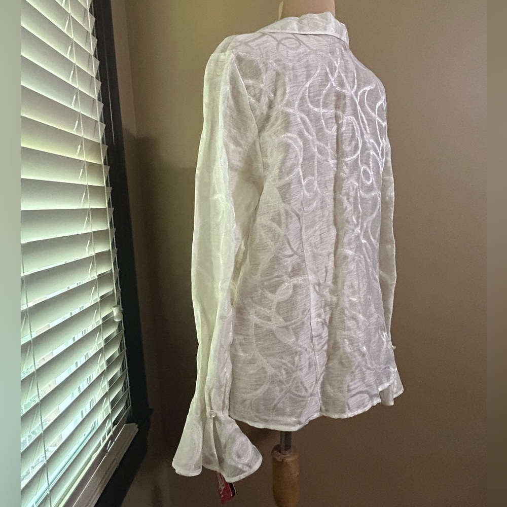 Oscar de la Renta White Textured Blouse - Picture 4 of 7